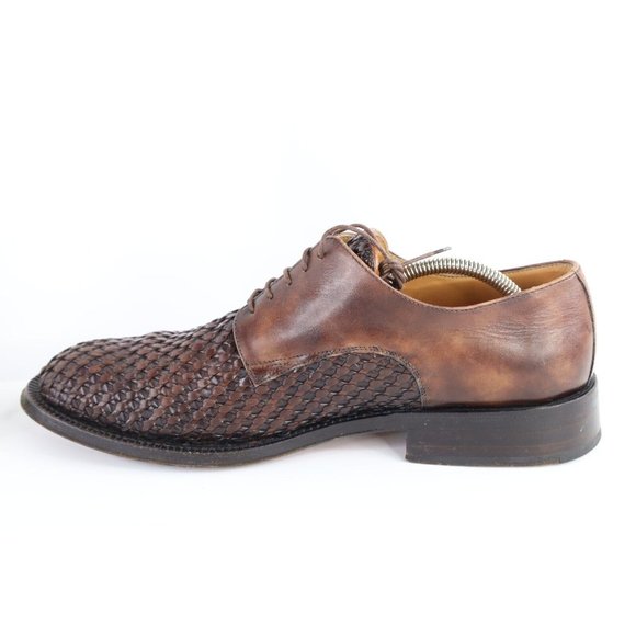 Bruno Magli Mens Size 11 M Braided Leather Oxford Dress Shoes Brown Italy Made main image 3